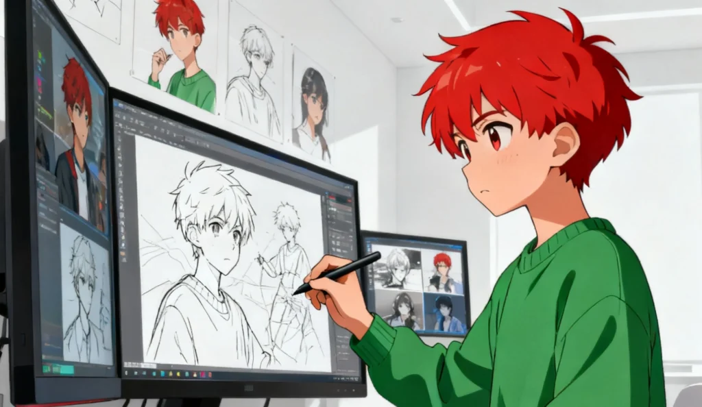 Ilustración digital en el dibujo Manga