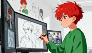 Ilustración digital en el dibujo Manga